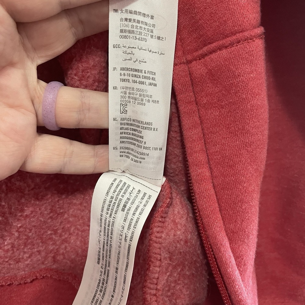 Hollister Full Zip Hoodie Womens M Red Sweatshirt Distressed - Picture 5 of 9